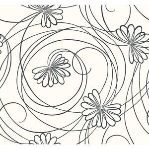 York Wallcoverings Bl0340 Black And White Book Script Floral Wallpaper